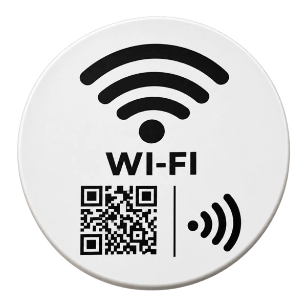 Disco branco com QR code de Wi-Fi